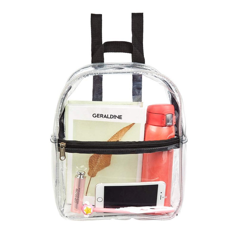 Clearworld Stadium Approved Clear Mini Backpack, Heavy Duty Cold-Resistant Transparent PVC Backpack with Work, Security Travel & Stadium(Black) - Image 2
